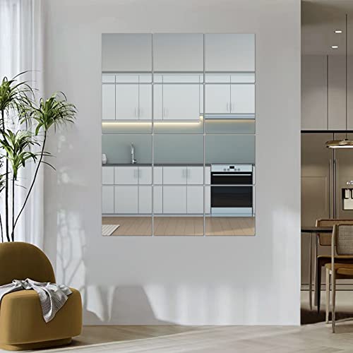 Image of JEOYOO Full Length Wall Mirror Tiles, 14'' x 12'' x 4PCS, Frameless Full Body Mirror Tiles for Bedroom, shatterproof Non Glass Mirrors Wall Mounted for Home Gym, On The Door, Gift Ideas