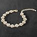 Topwholesalejewel (10017-200) Gold Crystal Rhinestone Flower Shape with Cream Pearl Link Bracelet