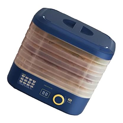 Zerodis Haushaltsgeräte Küchengerät, Timer Geräuscharmer Temperaturregler Multifunktionaler Lebensmitteltrockner 220 V Fruchtdehydrator 5 Tabletts (Blaue Multiple-Choice-Schaltfläche) – Bild 5