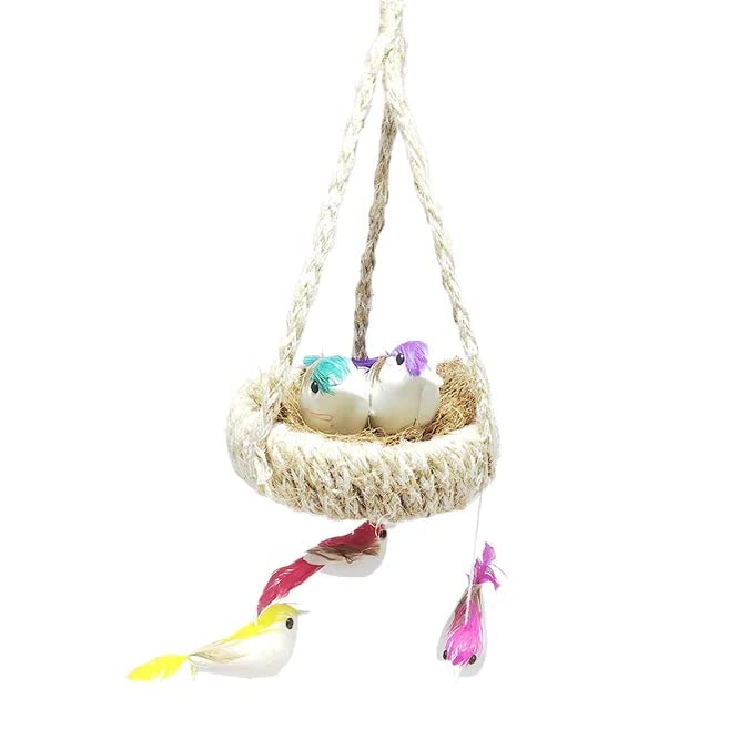 Shubh Inning Associates Artificial Jute Hanging Birds with Hanging Nest Jhumar Showpiece Chidiyan Ka Ghosla (Birds nest) for Home Décor Home Decoration Pack of (1) (B0BH962NZT) Amazon Price History, Amazon Price Tracker