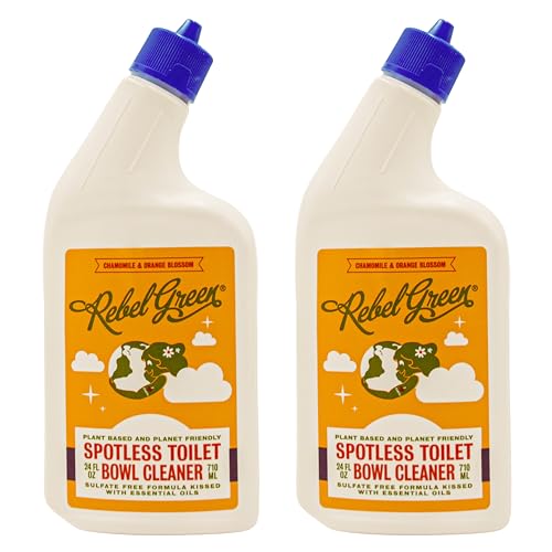 Rebel Green Spotless Toilet Bowl Cleaner - Natural, Plant-Based, Organic, Eco-Friendly, Non-Toxic Bathroom Cleaner, Chamomile Orange Blossom Scent - 24 oz - 2 Pack