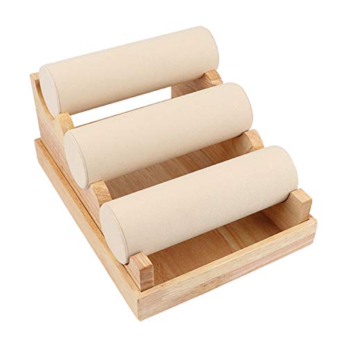 XLDZ Expositor de joyería de madera de 3 niveles para pulseras y organizador para el hogar, tienda o feria de manualidades