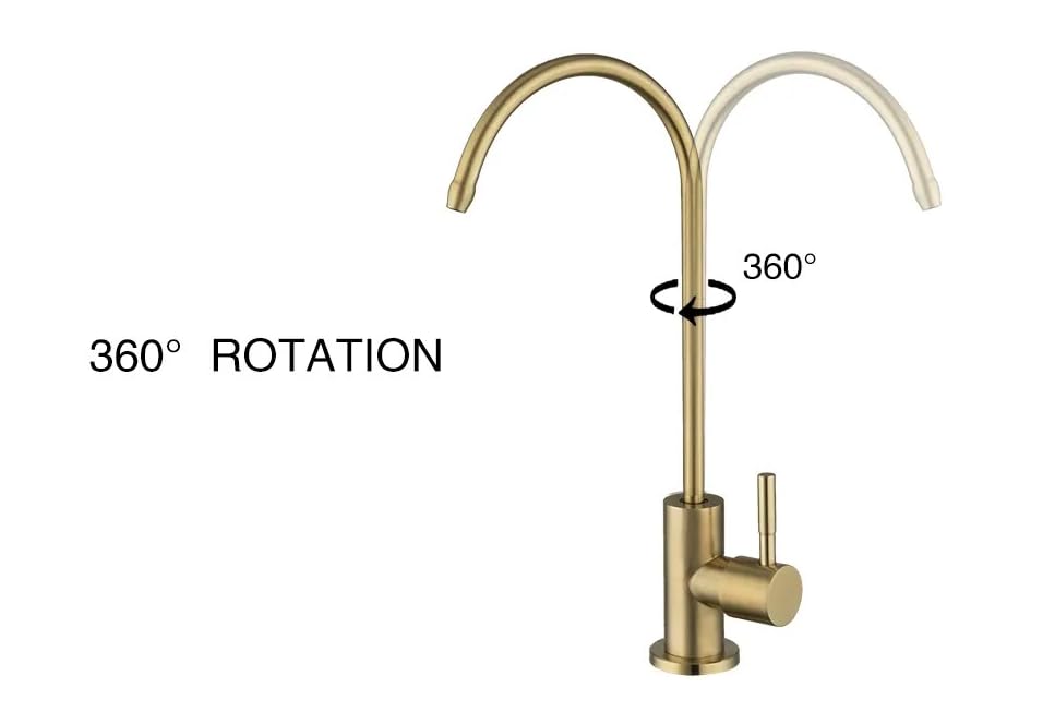Image of B Backline RO Water purifiers Tap /Faucet 304 Stainless Steel Kitchen Sink Faucet Tap 360� Rotatable RO Drinking Filter Cold Water Tap (Brushed Gold)