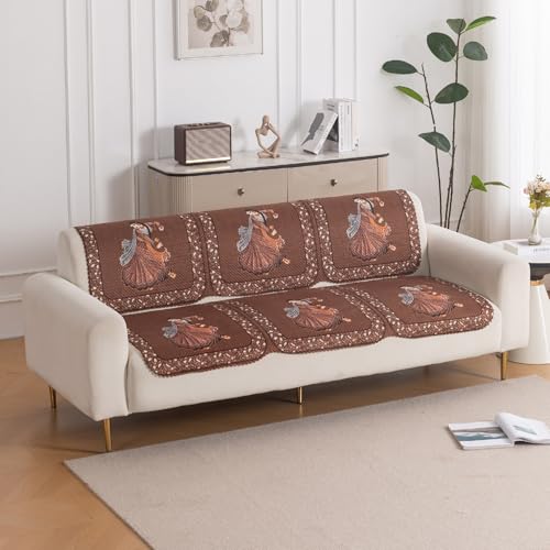 Image of HOKIPO HeavenHue Sofa Cover 6 Seater Panel Set 3+2+1, Nritya Echo