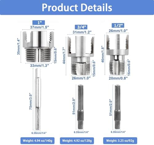 2026 New Pipe Tapping and Threading Tool, Premium Carbon Steel Dual-Function Internal & External Pipe Threader for 1/2", 3/4", 1" Sizes PVC Pipes Suit for All Electric Drills (1") (D) - 1
