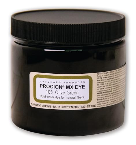 Jacquard Procion MX Tie Dye Powder | Cold Water Fiber Reactive Dye for Fabric and Clothing | Permanent and Washfast | Made in USA | Olive Green | 8 Ounce Jar
