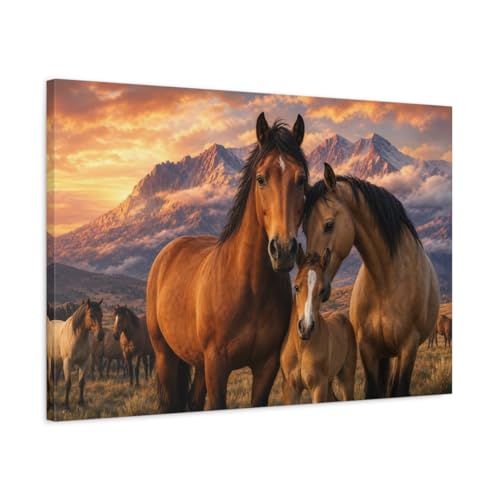 Tableau troupeau de chevaux safari 75x50cm impression sur toile salon