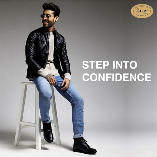 Image of Zoom Shoes A-4691 Men's Genuine Leather High Ankle Boots | Stylish Lace-Up Design | Cushioned Insole for Comfort | Durable & Trendy for Everyday Wear