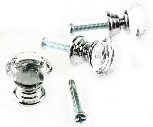 Vktech® 10Pc 20mm Crystal Glass Cabinet Knob Drawer Pull Handle Kitchen Door Wardrobe