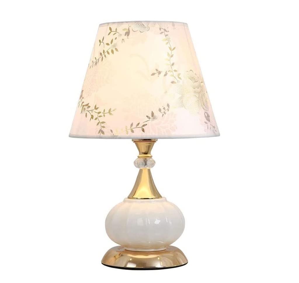 SGKOMN Table Lamp Table Lamps For Living Room Bedside Table Lamp Printing Fabric Lampshade Bedroom Light Creative Ceramic Nightstand Desk Lamp For Bedroom Living Room Bedside La-Dimmer