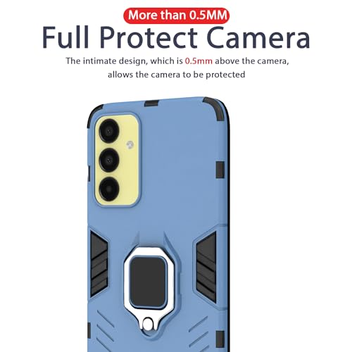 Image of Pikkme Samsung Galaxy A15 5G Back Cover | D5 Tough Armor Bumper | 360 Protection Case | Ring Holder Stand Case for Samsung Galaxy A15 5G (Blue)