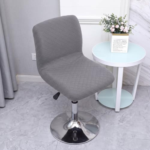 Image of WOMACO Bar Stool Cover with Back Jacquard Fabric Dining Room Square Swivel Barstool Chair Seat Cushion Slipcover for Counter Height Mid Low Back Chair Protector (Dark Gray, 2PCS)
