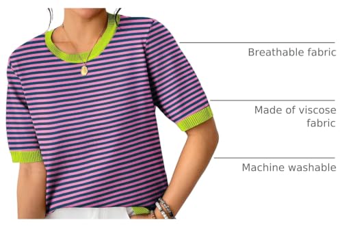 Image of Zeagoo Womens Summer Tops Dressy Casual Short Sleeve Sweaters Crew Neck Lightweight Knit Tops Loose Blouse Basic Shirts
