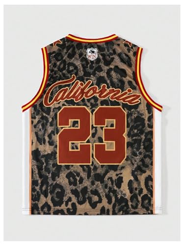 Men's Jersey Shirts Leopard Number Print Sleeveless Tank Tops Athletic Sports Basketball Shirts2