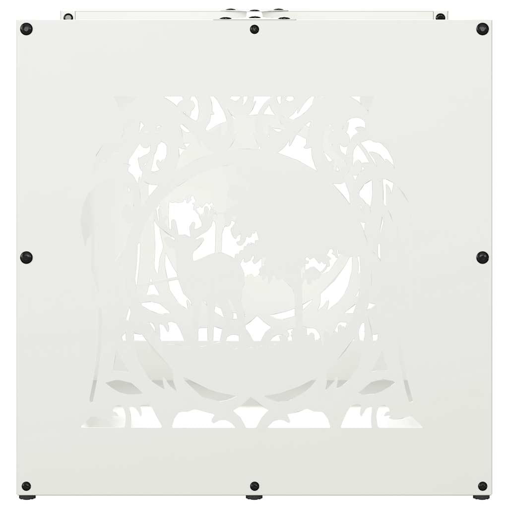 Mangloder Brennholzregal Weiß aus kaltgewalztem Stahl 40 x 40 x 40 cm, 30 kg, Feuerholz Regal für Aufbewahrung, Trocknen, Kamin, Ofen, Feuerstelle, Wohnzimmer