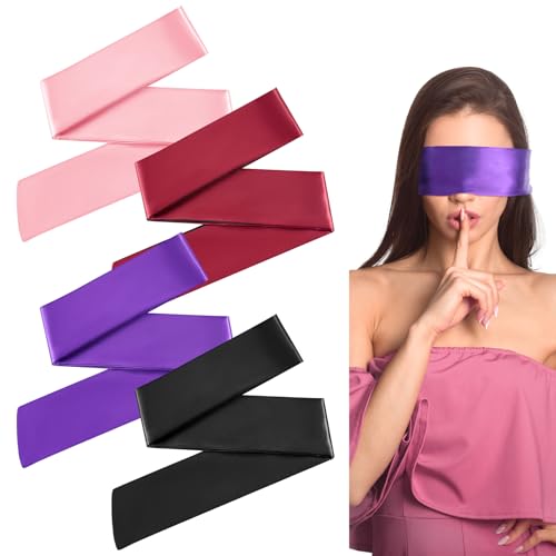 Oruola 4pcs Blind Folds for Adult Play Blockout Light Adjustable Eye Masks for Sleep 150cm/59In Satin Blindfold for Adults Couples Yoga Travel Nap Meditation Multicolor Blindfold