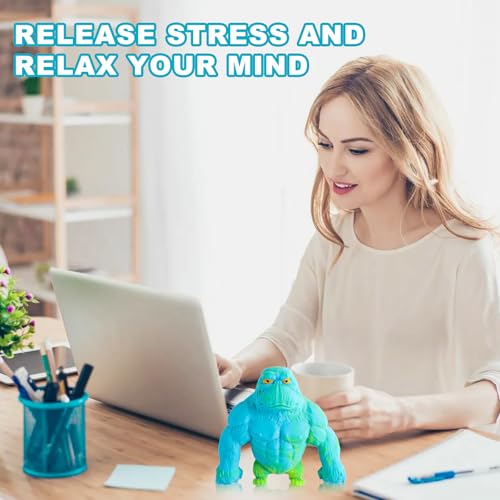 Necdeol Gorilla Stress Toy, Squishy Monkey Toy, Gorilla Spielzeug zum Stressabbau, Gorilla-Stressabbau-Spielzeug, Anti-Stress-Spielzeug, Stressabbau Spielzeug für Kinder und Erwachsene(Blau)