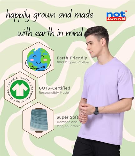 Image of Not Funny 280 GSM Pure Organic Cotton Oversized t Shirts for Men | Drop Shoulder Tshirt for Men & Boys (Available in Black, Blue, Beige,Orange & White)