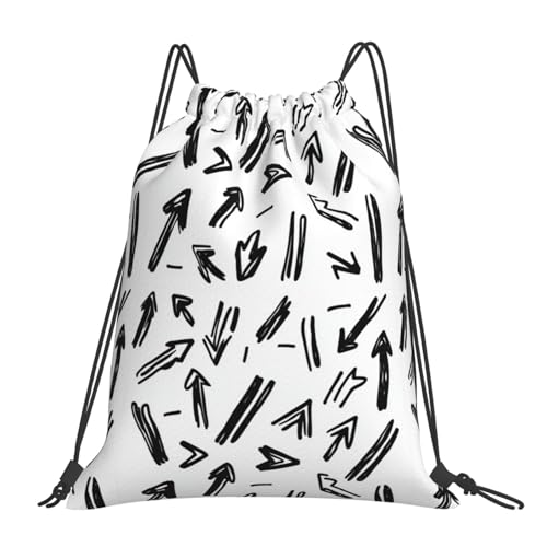 SMAZDFXX Mochila con cordón, diseño de flechas blancas y negras, ideal para viajes, playa, deportes, gimnasio, etc.