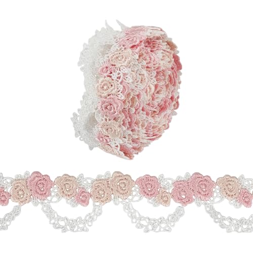 Dentelle brodée fleurs roses MAYJOYDIY haute précision pour customisation