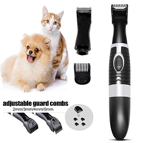 Dog Clippers for Small Dogs, Pet Grooming Clippers with 2 Replaceable Blades and Adjustable Comb Guide, Quiet Light Cat Hair Trimmers for Paws, Rump, Eyes, Face, Ears