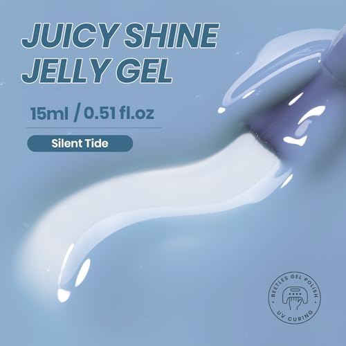 Image of Beetles Blue Jelly Gel Nail Polish -15ML Full Size Silent Tide Translucent Blue Gel Polish Soak Off UV Spring Nail Art Salon Home DIY Manicure Gift for Women | Sheer Translucent Gel Soak Off UV Nail Art Salon Home DIY Manicure Gift for Women