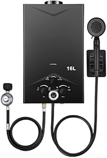 Tankless Water Heater 4.21GPM 16L Outdoor Portable GasHot Water Heater Instant Propane Water Heater with Digital Display Multi-Protection for Camping Trips Boat Cabins