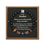 JoycuFF Brother Bracelet Gifts from Sister, Birthday Father's Day Thanksgiving Day Christmas Ideas Gifts for Brother, Adjustable 8mm Mens Tiger Eye Black Matte Agate Bead Bracelets for Him
