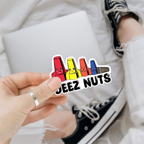 Image of 3 Pcs Deez Nuts Sticker, Deez Nuts Decal, Deez Nuts Gifts Deez Nutz Journeyman Hardhat Lineman Mechanic Tool Box Welding Construction Man Stickers for Laptop Phone Watter Bottle Car Helmet 5 inch (D1)
