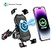 SaiSaKeJi Motorcycle Wireless 15W Qi & USB Quick Charger 3.0 Phone Holder - 2 in 1 Mount for 22-32mm Handlebar & Rear-View Mirror Fast Charging(M11A WirelessCharger)