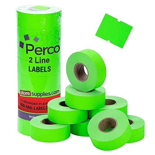 Free Shipping Offer Fluorescent Green Perco Labels for Perco 2 Line Labeler Gun - 1 Sleeve, 6,000 Labels Hottest Sales Fluorescent Green Perco Labels for Perco 2 Line Labeler Gun - 1 Sleeve, 6,000 Labels