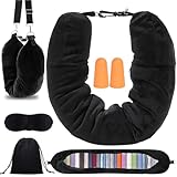 Giutsaull Befüllbares Nackenkissen, Reisekissen Stopfbares, Schwarz Bezug für Reisen Kein Füllstoff, Reisen Schlauchförmiges U-förmiges, Multifunktionales Nackenkissen mit Eye Mask und Ohrenstöpsel