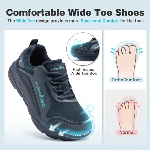 Men's Orthopedic Diabetic Walking Shoes: Comfortable Wide Toe Box Arch Support Plantar Fasciitis Heel Spur Running Shoes, Orthotic Swollen Casual Soft Breathable Sneakers for Foot and Heel Pain Relief3