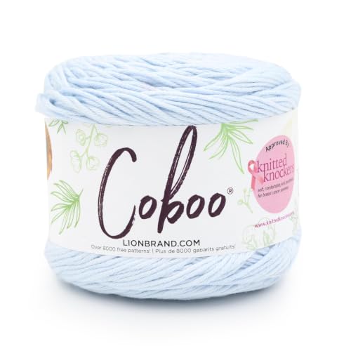 Image of Lion Brand Yarn, Coboo Cotton Blend Crochet Yarn, Frost, Blue, 1 Pack