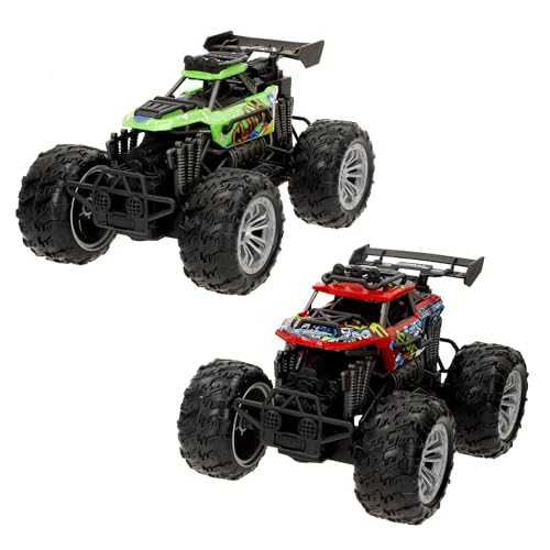 ColorBaby Speed & Go Set 2 Monster Truck, Colores llamativos, Coches de Carreras, Coches de fricción, Camión de exhibición, Juguetes para niños + 3 años (39530)