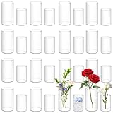 32 Pack Acrylic Vase, 6 Inch & 4 Inch Clear Cylinder Flower Vase Plastic Cylinder Vases Bulk Round Plastic Acrylic Vases for Centerpiece Home Wedding Office (16pcs 6in + 16pcs 4in)