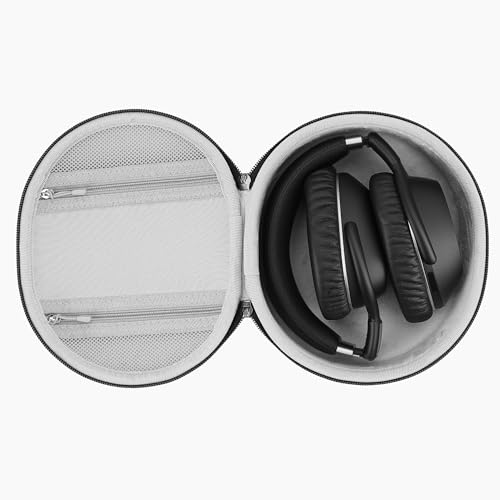 Geekria Shield Headphones Case Compatible with Sennheiser Momentum 3 Wireless, HD 350BT, HD 450BT, PXC 550 II Case, Replacement Hard Shell Travel Carrying Bag with Cable Storage (Dark Grey)