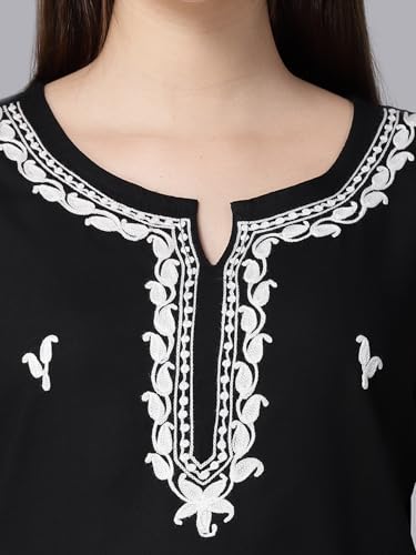 Image of QAZMI Women's Laiba Kashmiri Embriodered Sleeveless Short Kurti