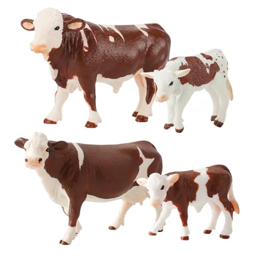 Modèle de vache en PVC blanc Jouet éducatif ferme 4pcs pour enfants