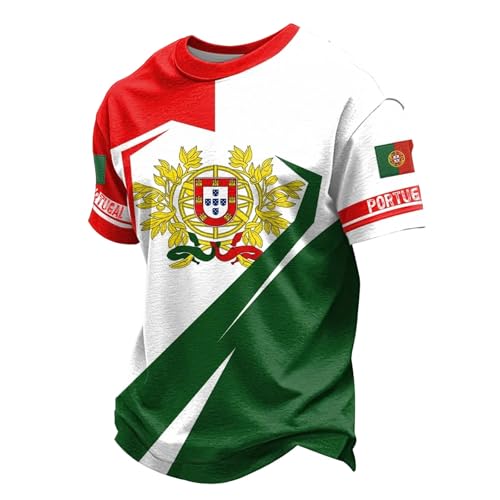 Articles de Fans sur la Coupe du Monde 2026 T-Shirt Graphique Portugal Fan – Manches Courtes et col Rond pour Un Style décontracté (White, M)