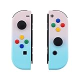 eXtremeRate Soft Touch Gradient Pink Blue Joycon Handheld Controller Housing w/Coloful Buttons, DIY...