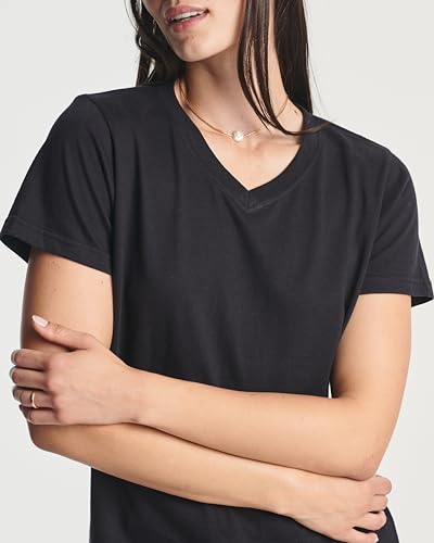 Real Essentials 4 Pack: Women's Classic-Fit Cotton Short-Sleeve V-Neck T-Shirt (Available in Plus Size)3