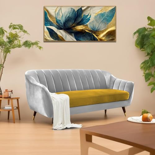 Image of Atticus 3-Seater Premium Fabric Sofa for Living Room, Office & Home (Yellow Grey) | Comfortable Modern Sofa Couch for Hall & Guest Room | Stylish Durable Furniture with 1-Year Warranty