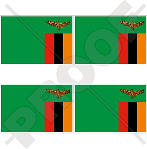 Lot de 4 autocollants en vinyle Motif drapeau de la Zambie africaine du Sud 50 mm