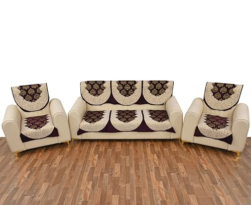 Image of Premium Floral Chenille 3 or 5 seat Sofacover|SofaCover /Slipcover /5 Seater Sofa Cover /3Seater+2Seater Sofa Cover /Chenille Sofa Cover /Sofa Protector /Slip Cover| Rectangular (Purple)