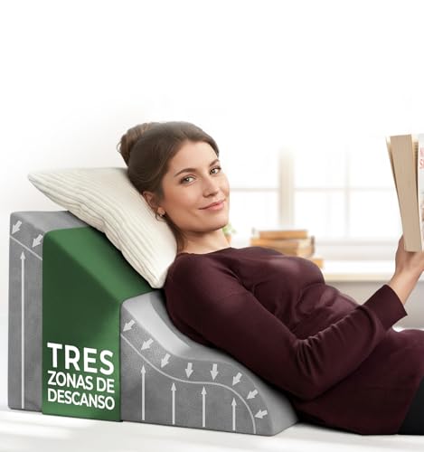 Almohada de Lectura, cojin de Lectura, Almohada de Cuña de Espuma Viscoelástica Apoyo de Espalda, Almohadas Antireflujo Ergonómicas, cojín con Forma de cuña para Cama y sofá para dormir elevado, wedge