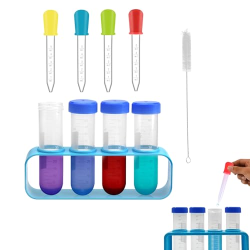 Yuqilin 10 Piezas Pipetas Cuentagotas Probetas Plastico Juegos de Pipetas Bureta Goteros Niños Silicone 5ml Goteros Cuentagotas de Plastico Ayuda a Los Niños Hacer Experimentos Científicos Divertidos