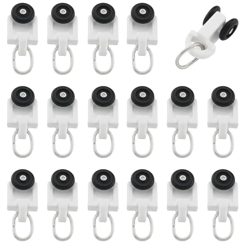 ZZLZX 50PCS Curtain Black Roller Hooks Track Glider Hooks Silent Glider Roller Ballerised Window Shower Curtain Track Ceiling Glider