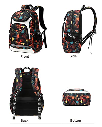 American Football Player 15 Multifunction Rugby Backpack Travel Laptop Daypack Night Reflective Strip Fans bag For Men Women (Grey Pattern - 2)4