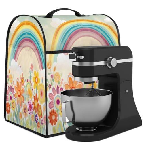 Coffee Maker Cover Rainbow Flower Kitchen Appliance Covers Small Appliance Covers Blender Cover Juicer Cover Dust Covers for Kitchen Appliances with Top Handle and Pockets,Washable,C898